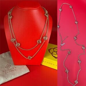 Kendra Scott Nemera Long Station Gold Tone Medallion Necklace Excellent